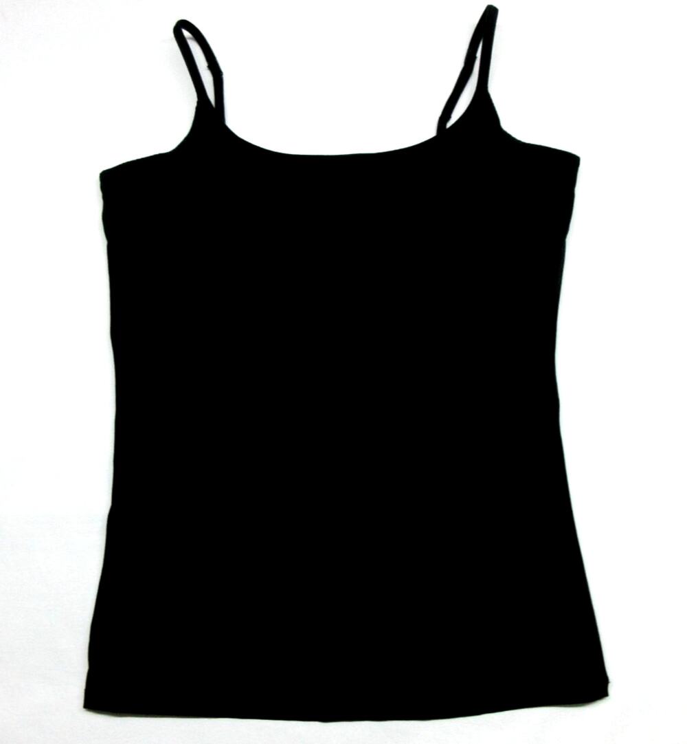 PACT Womens XXL Organic Cotton Stretch Black Spaghetti Strap Camisole Tank Top